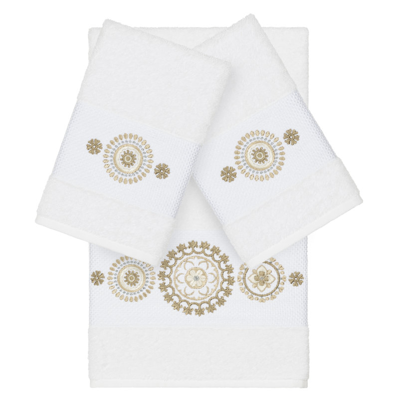 Isabelle Turkish Cotton Towel Set, White, 3 Piece Towel Set
