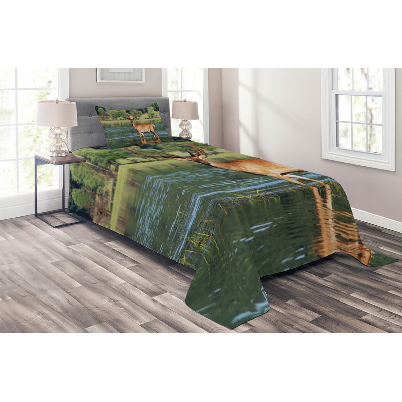 Rustic Polyester Coverlet, Twin Bedspread + 1 Sham