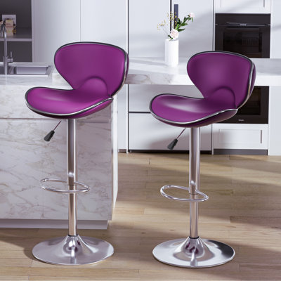 Modern Pu Leather Counter Height Bar Stools,Adjustable Swivel Bar stools With Metal Frame And Footrest For Counter Kitchen Island Dining Room