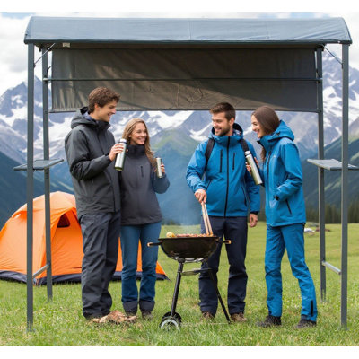 Gazebo Bbq Canopy With Sun Shade Panel Side Awning