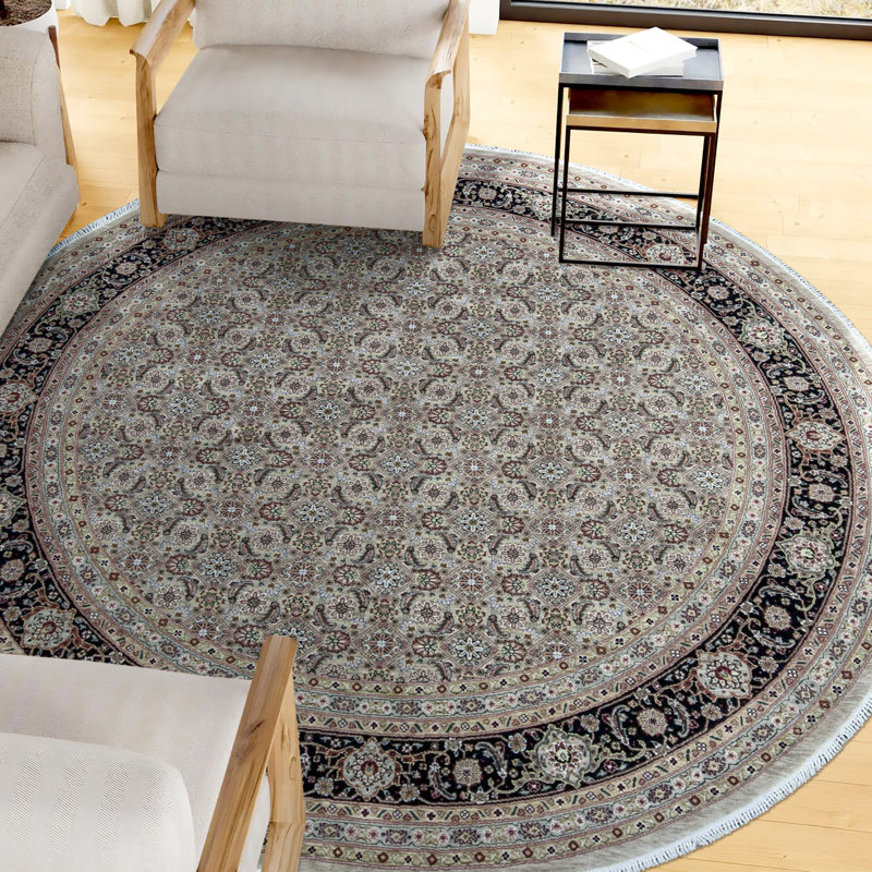 Tapis beige et vin noué à la main de haute qualité