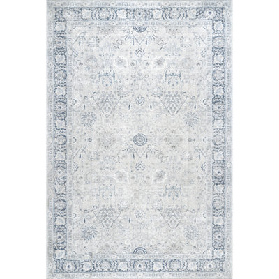 Bayberry Vintage Machine Washable Gray/ Light Blue Area Rug