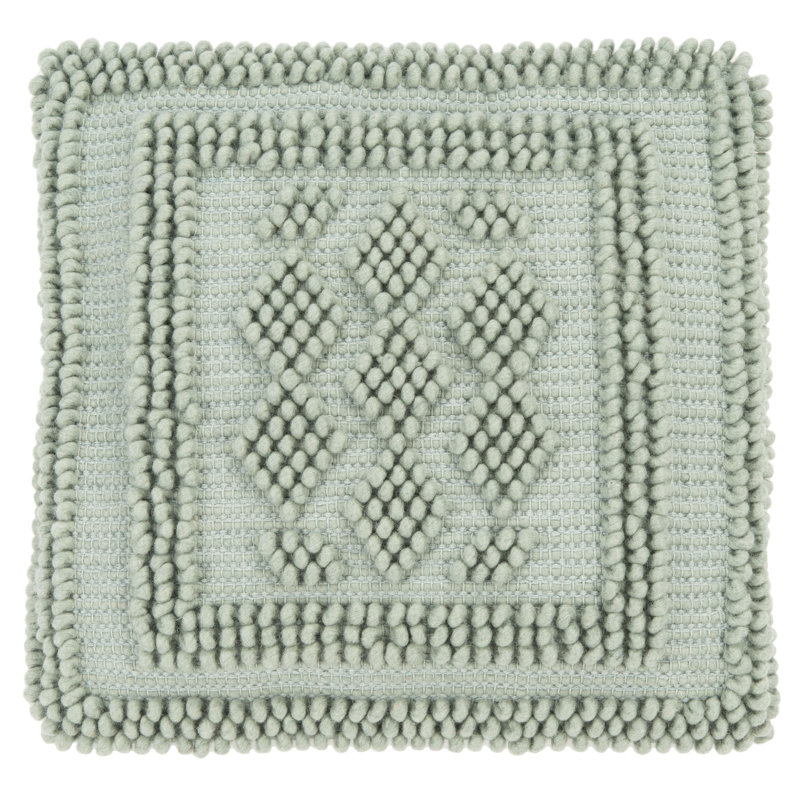 Seafoam Embroidered Wool Blend Reversible Throw Pillow