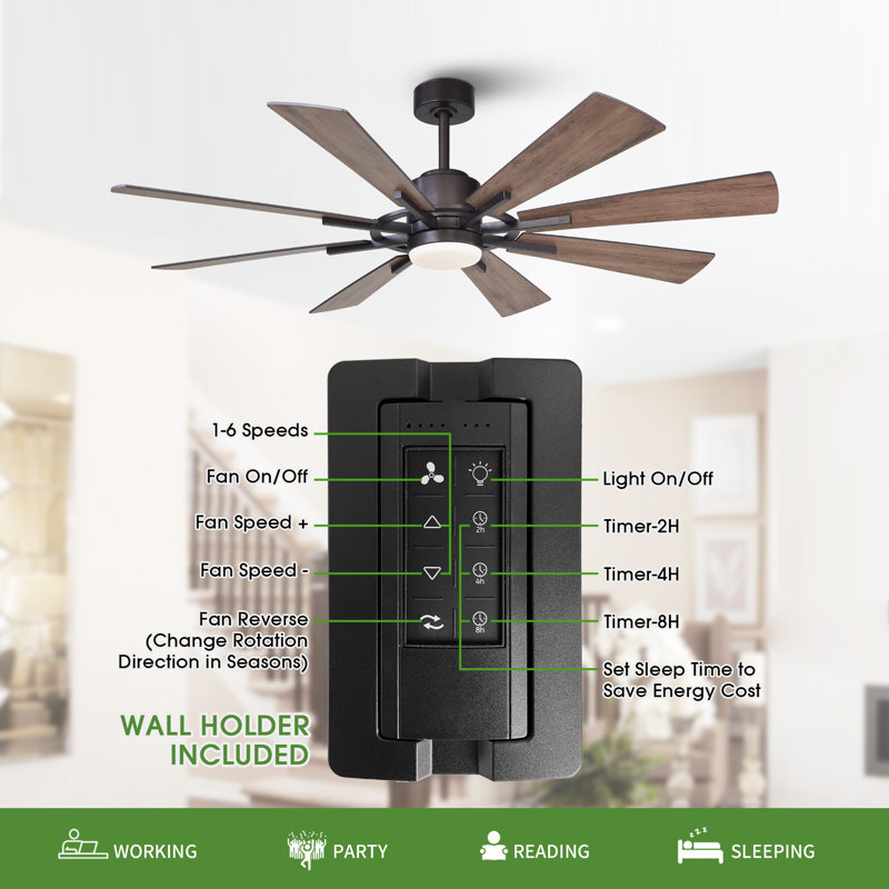 Lisa 60'' Ceiling Fan with LED Lights, Oil Rubbed Bronze