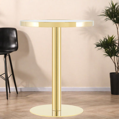 Tables de salle à manger modernes (table seulement, sans chaises, avec plateau et pieds), plateau en MDF de 23,6 po, métal doré, petite cuisine