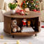 31.5" Modern Round Coffee Table With 360° Curved Sliding Door-1323270125