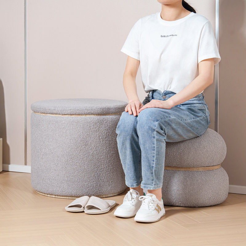 Ensemble de repose-pieds rond avec rangement pour table basse Moundridge, Ourson gris