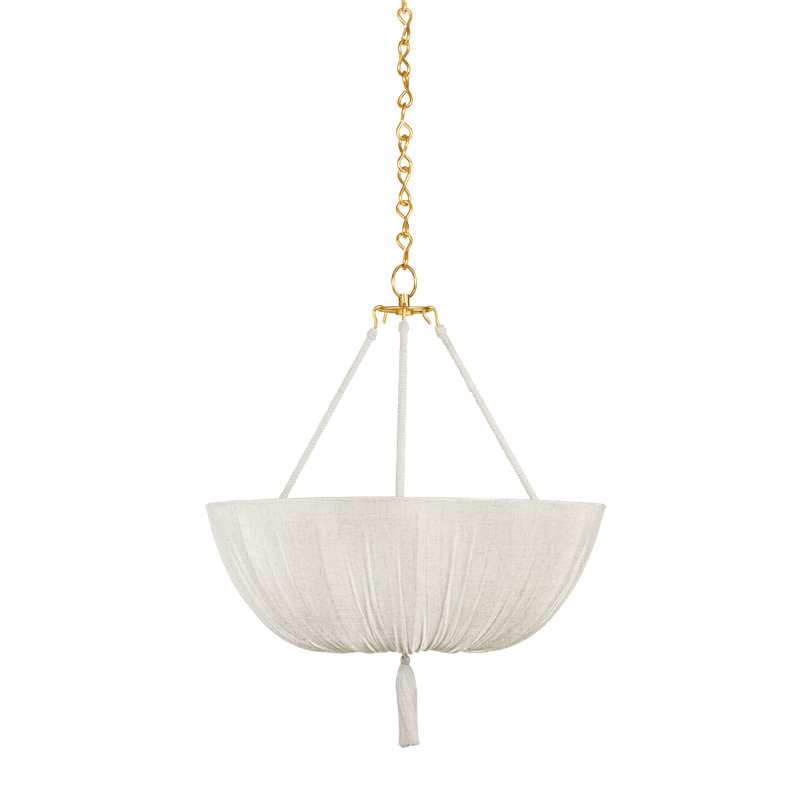 Luminaire suspendu Carolina en laiton vieilli par Cortney Bishop, H 28 po x l 22 po x P 22 po, E12/candélabre, 10 W