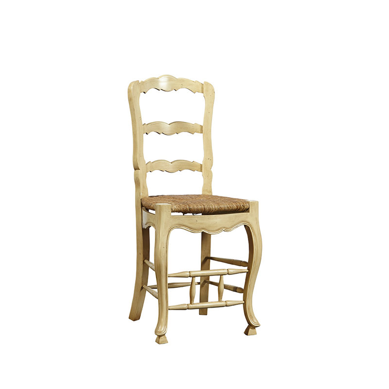 Stool with Solid Wood Frame, Ebony Wash-Black Paint/Walnut