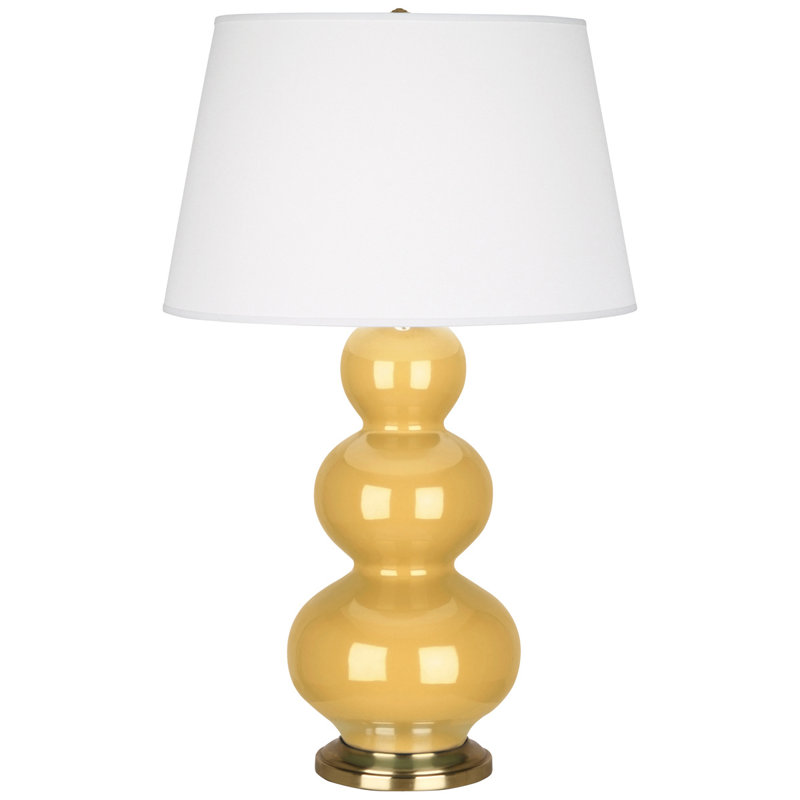 Triple Gourd Ceramic Table Lamp, Sunset Yellow/Antique Brass, Antique Brass
