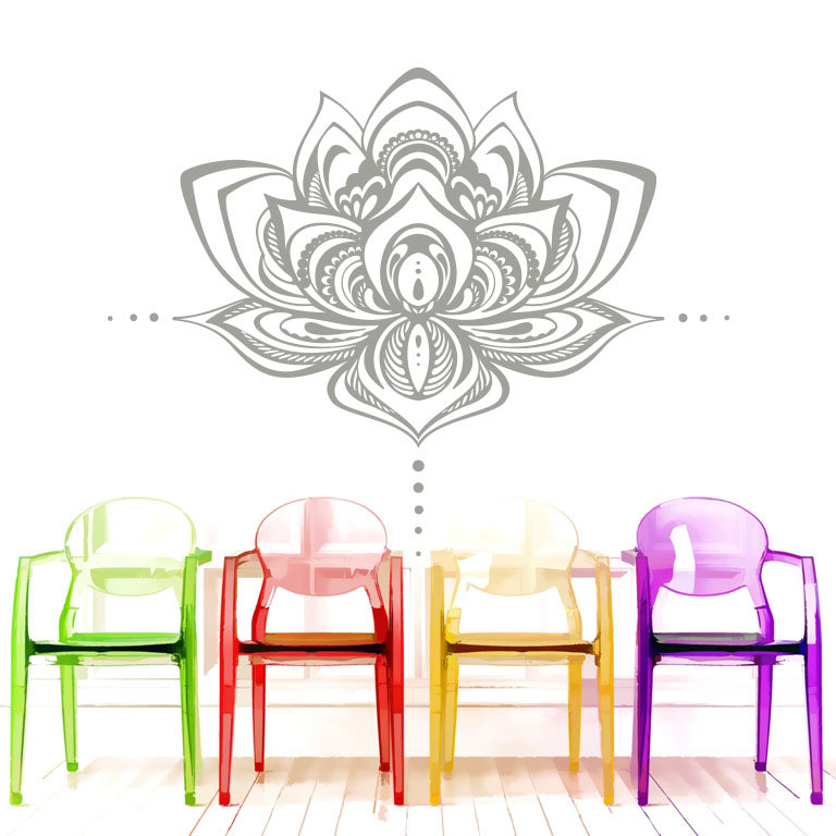 Décalcomanie murale fleur lotus Natazhat, Gris