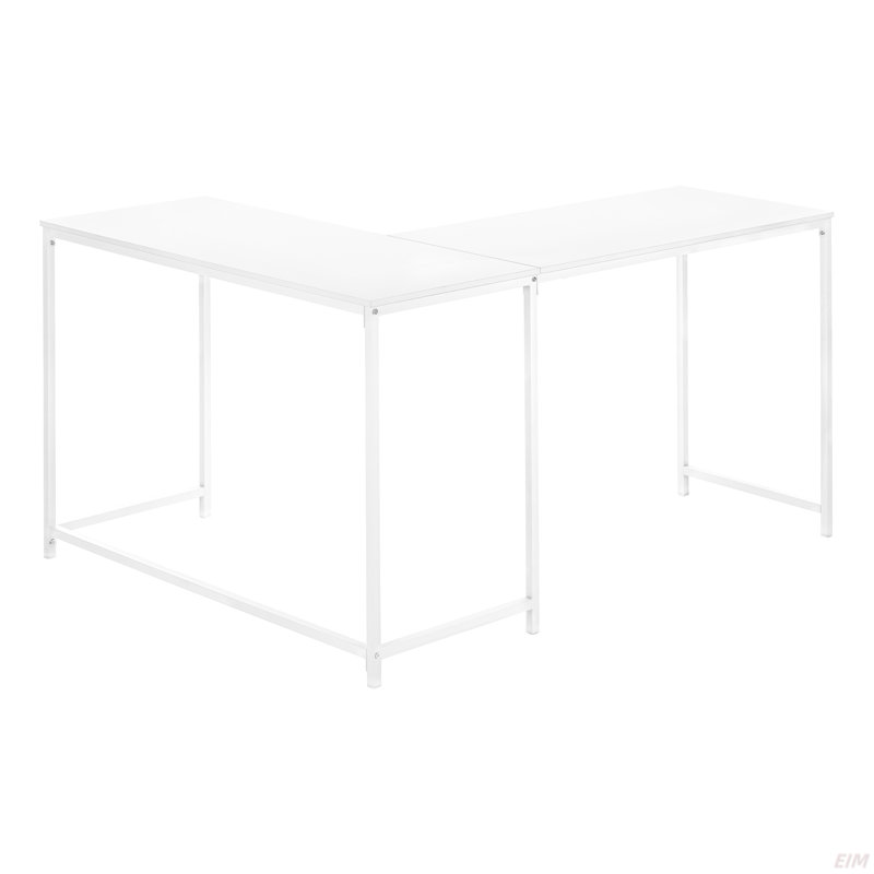 Bureau d'ordinateur, bureau personnel, coin, L 58 po, forme en L, travail, ordinateur portable, stratifié, métal blanc, contemporain, moderne (bureau)