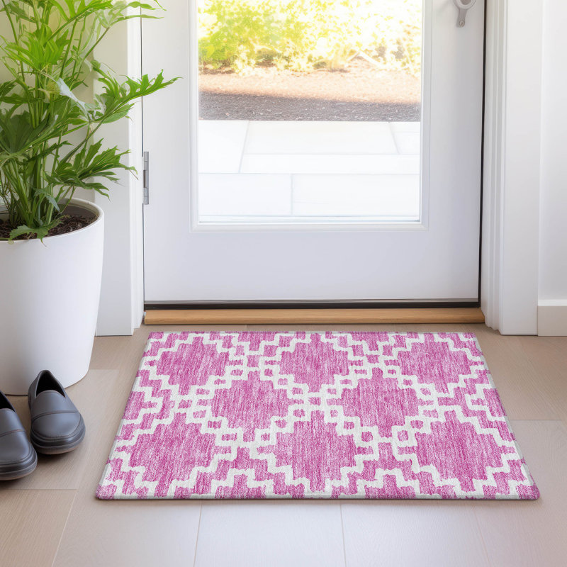 Premium Machine Washable Prisco Blush Rug, Rectangle 1'8" x 2'6"