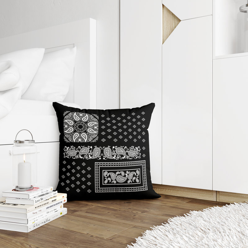 Housse et insert de coussin décoratif en polyester, L 17 po x H 17 po, Noir