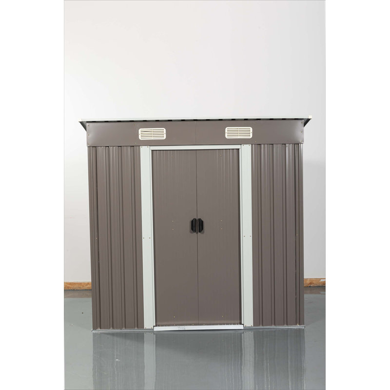 6Ft X 4Ft Outdoor Metal Storage Shed, Gray, 70.96" H x 72.53" W x 48" D