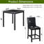 Ensemble de salle à manger à hauteur de comptoir 5 pièces pour petite cuisine, table carrée en bois massif et chaises rembourrées, noir classique, plateau de table de 34,5 pouces