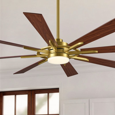 Ventilateur de plafond 60 po à 8 pales avec moulin à vent de ferme moderne avec 60 lumières DEL et télécommande