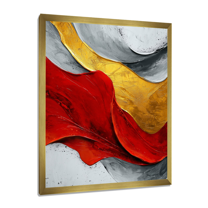 «Tankersley», art mural abstrait sur toile, H 44 po x l 34 po, Picture Framed, Doré
