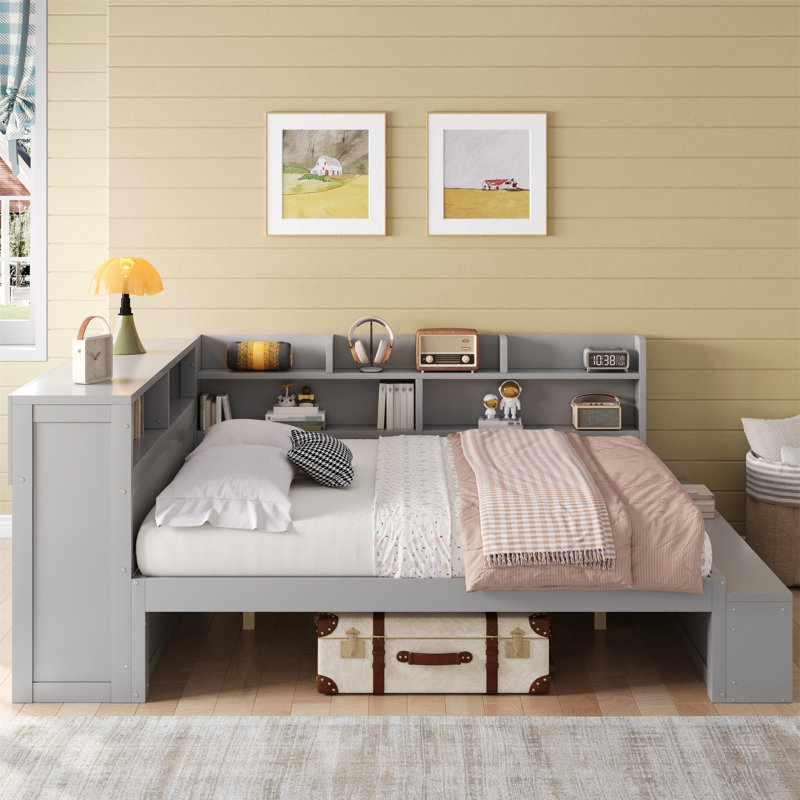 Lit de jour avec armoires de rangement, Gris