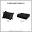 Housse de couette à 3 pinces pour lit double / grand noir avec envers en microfibre et attaches intérieures, microfibre douce, détails,