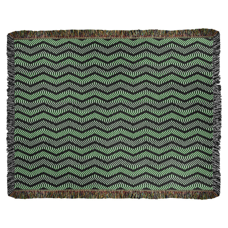 Couverture en coton tissé Rhonda Cheval, l 52 po x L 37 po, Noir / vert
