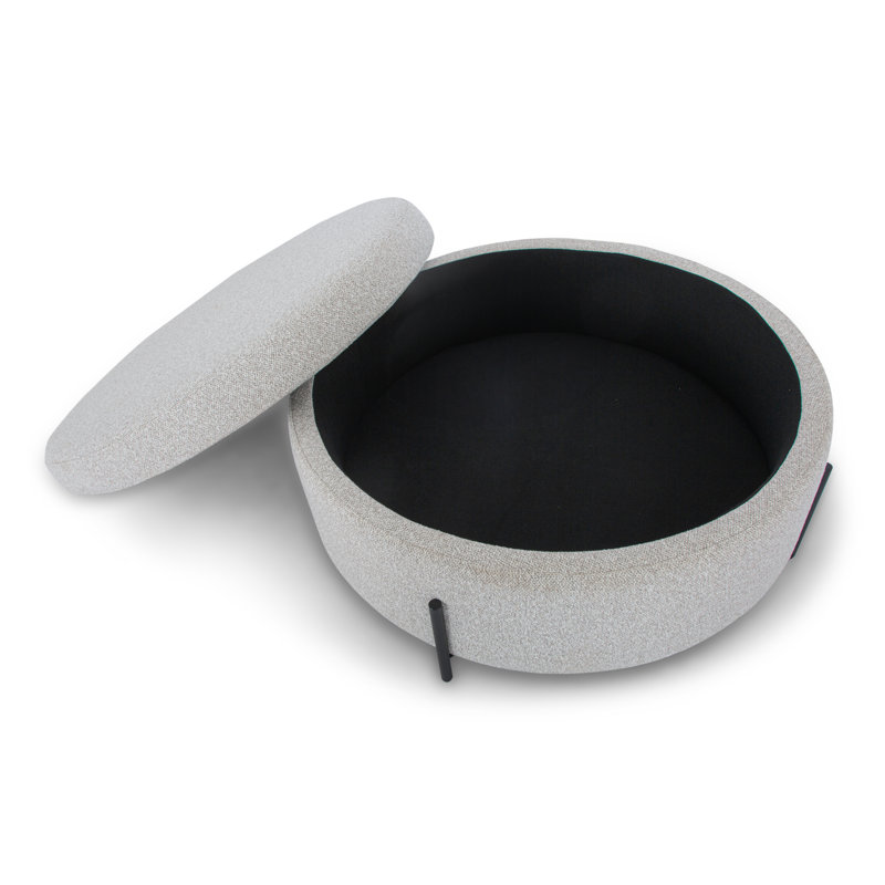 Repose-pieds de rangement rond de 39 po Cori, Champagne Boucle