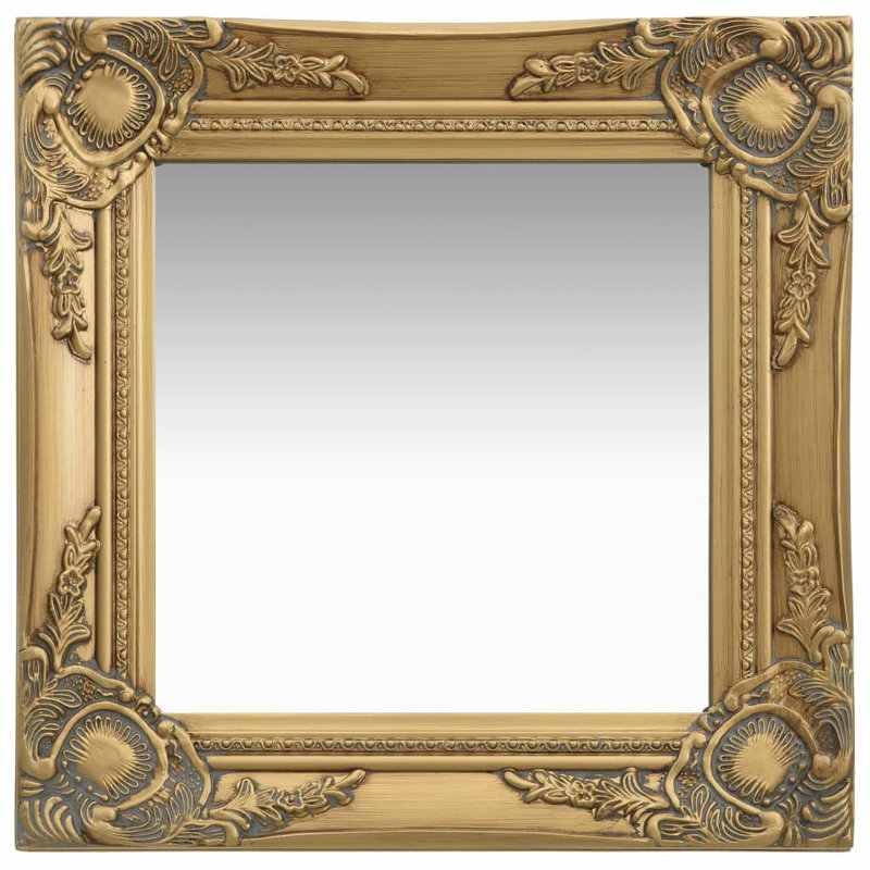 Ginsberg Wood Square Wall Mirror, 40cm H x 40cm W, Gold