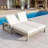 Outdoor Double Lounge Chair With 5-Position Adjustable Backrest For Each Seat, Wood Patio Chaise Lounge With Removable Cushions For Patio, Poolside, Garden-1361472661