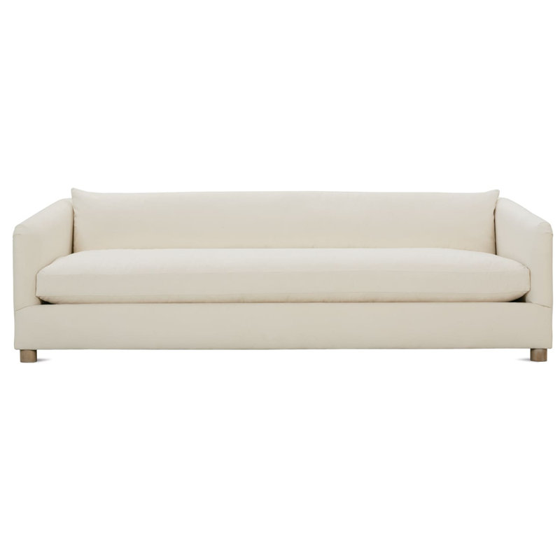 Canapé Kyndel, Chêne blanchi, H 30 po x l 96 po x P 40 po, Velours performance blanc os (BF100-43)
