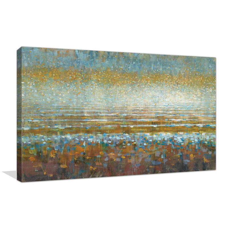 «Rains over the Lake IV», reproduction de peinture acrylique sur toile, H 24 po x l 40 po x P 1,5 po, Toile tendue