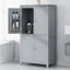 Armoire de rangement élégante pour salle de bain, unité de rangement pour salle de bain, armoire autoportante avec 4 portes, tablettes réglables, tablettes adaptables-1435020393