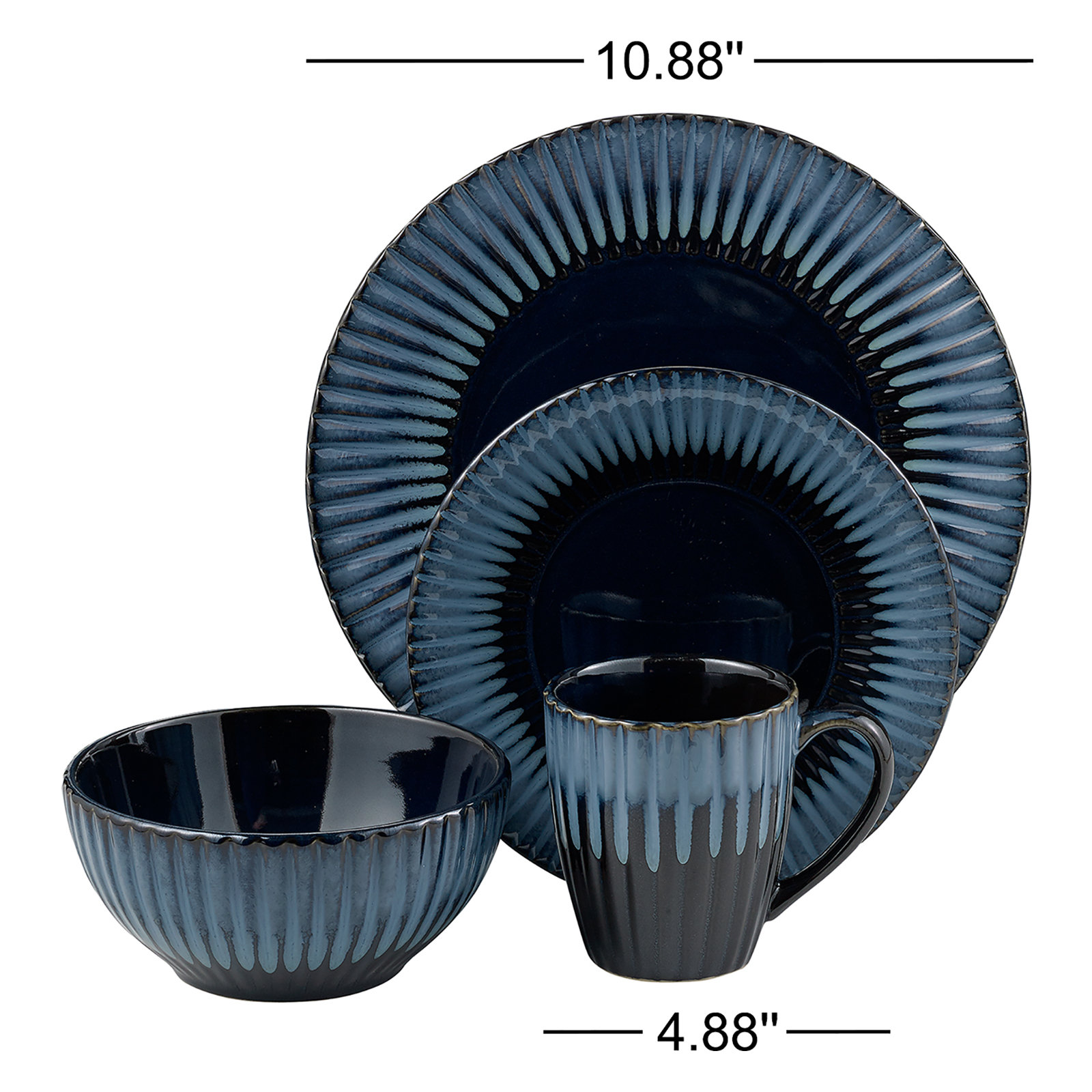 Olivia Stoneware Dinnerware Set (Service for 4) , Blue