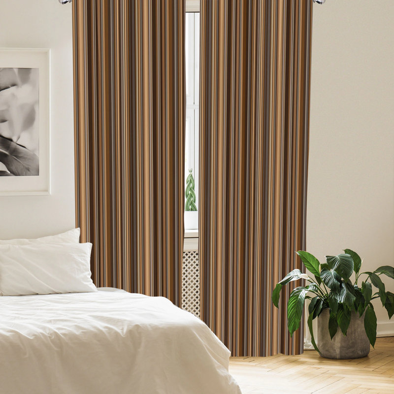 Lines Geometric Semi-Sheer Rod Pocket Sliding Panel, 28" x 84", Brown