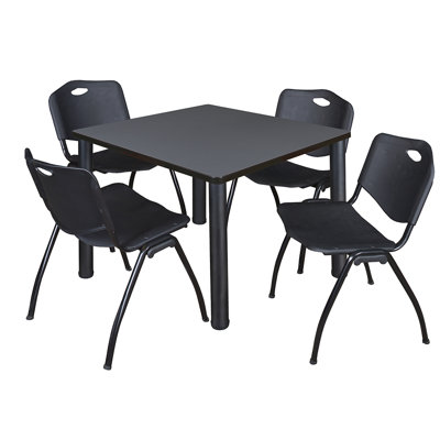 Kee Square Breakroom Table Top, 4 M Stack Chairs by Inbox Zero