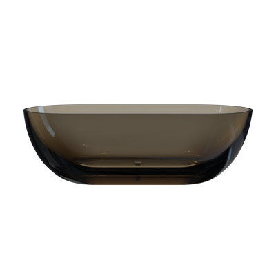 Forma 69"Solid Surface Freestanding Transparent Resin Oval Soaking Bathtub with Pop-up Drain in Brown