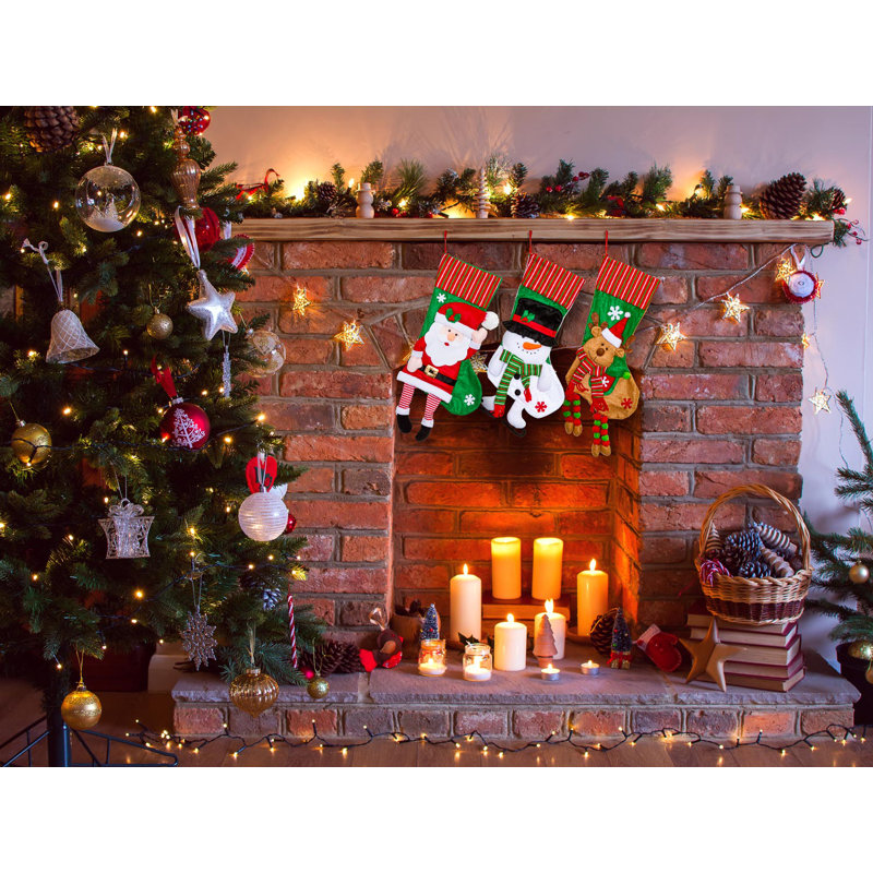 3 Piece Knitted Trim Christmas Stocking Set