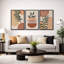 «Mid Century Modern Boho Geometric Polygon Palm Leaf», ensemble de 3 impressions sur toile-73721028-73721029