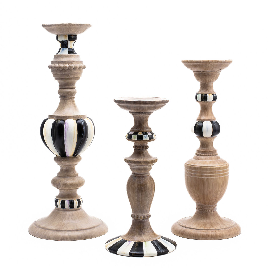 Courtly Check Pillar Candle Holders 3 - Piece Set MacKenzie-Childs