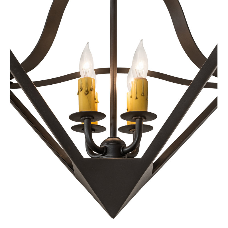 Zale 4-Light Black Wrought Iron Indoor/Outdoor Pendant