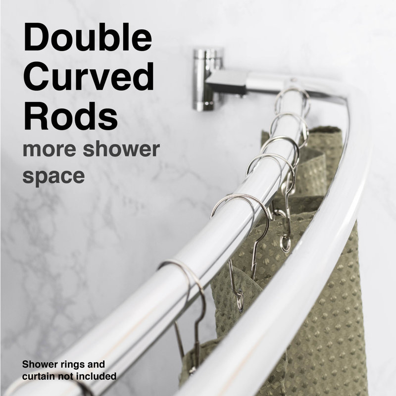Adjustable Chrome Double Curved Shower Curtain Rod
