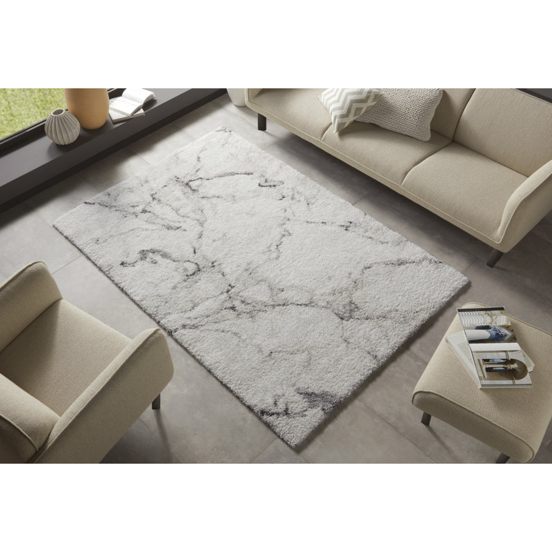 Mayrin Shaggy Cream/Grey Rug, Rectangle 200 x 290cm