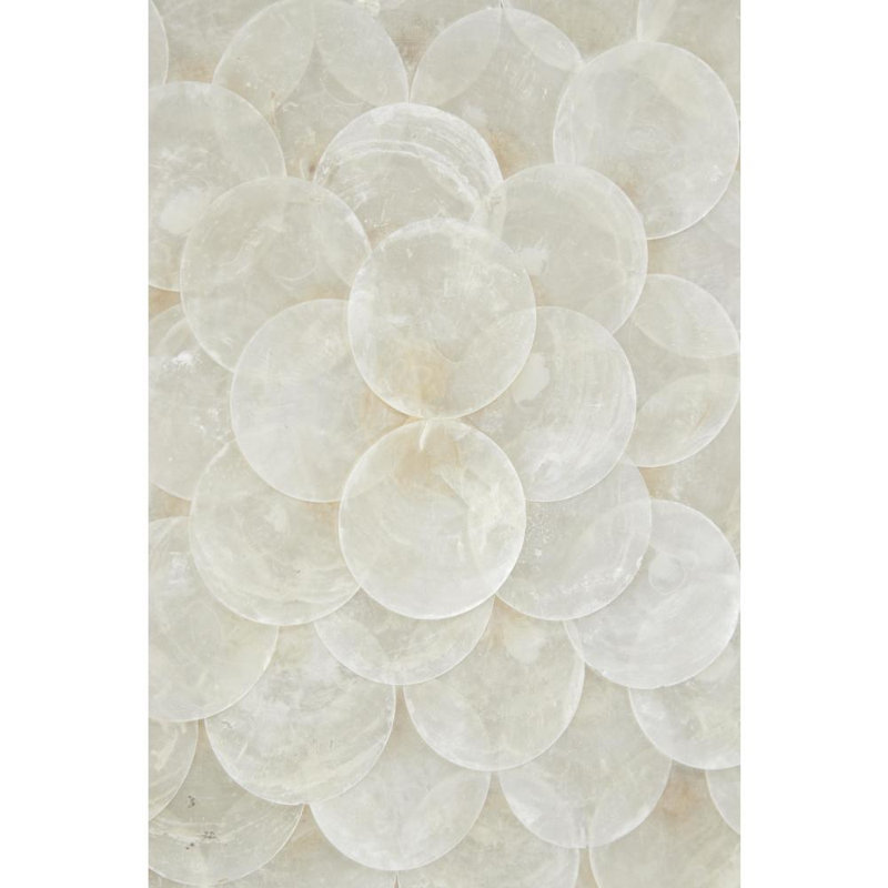 2 Piece Cream Shell Handmade Overlapping Shells Geometric Shadow Box with Canvas Backing Set