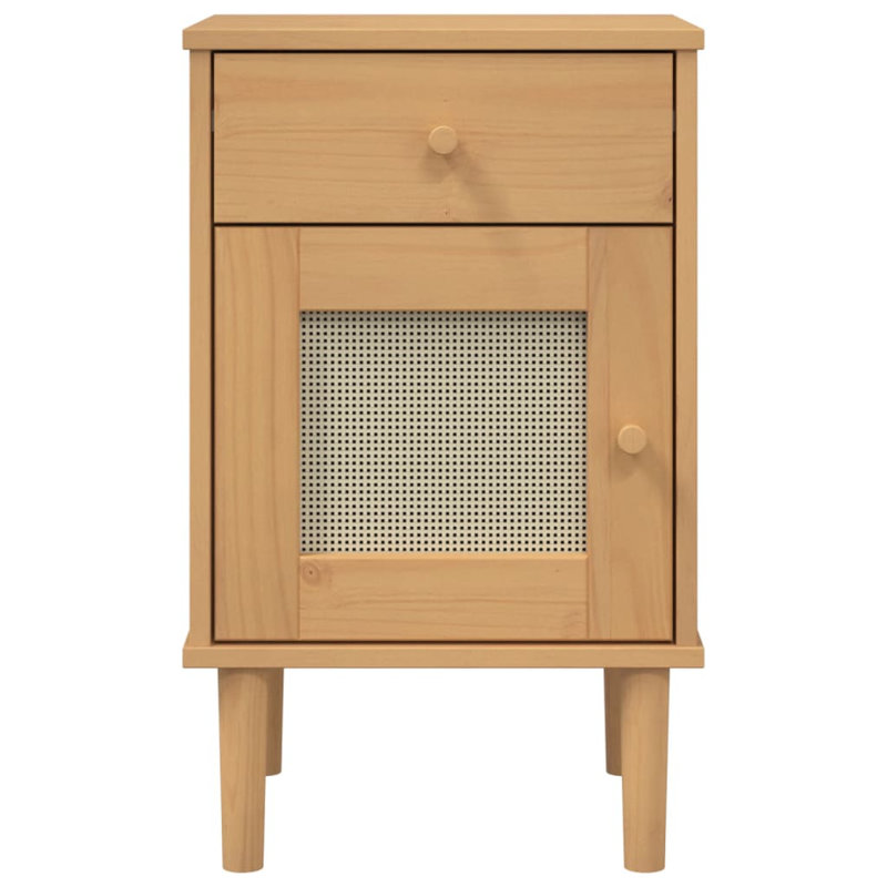 Bedside Table Rattan Look, Brown 