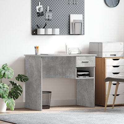 Desk With Storage 90X49.5X75 Cm Engineered Wood