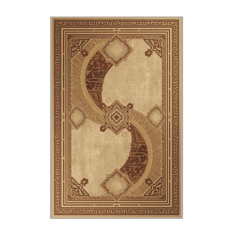 Tapis oriental traditionnel beige lavable à la machine Madiun, 7 x 9