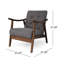 Chaise rembourrée gris foncé avec attrait moderne Mid-Century, chaise brune, cadre inclus-1726179211