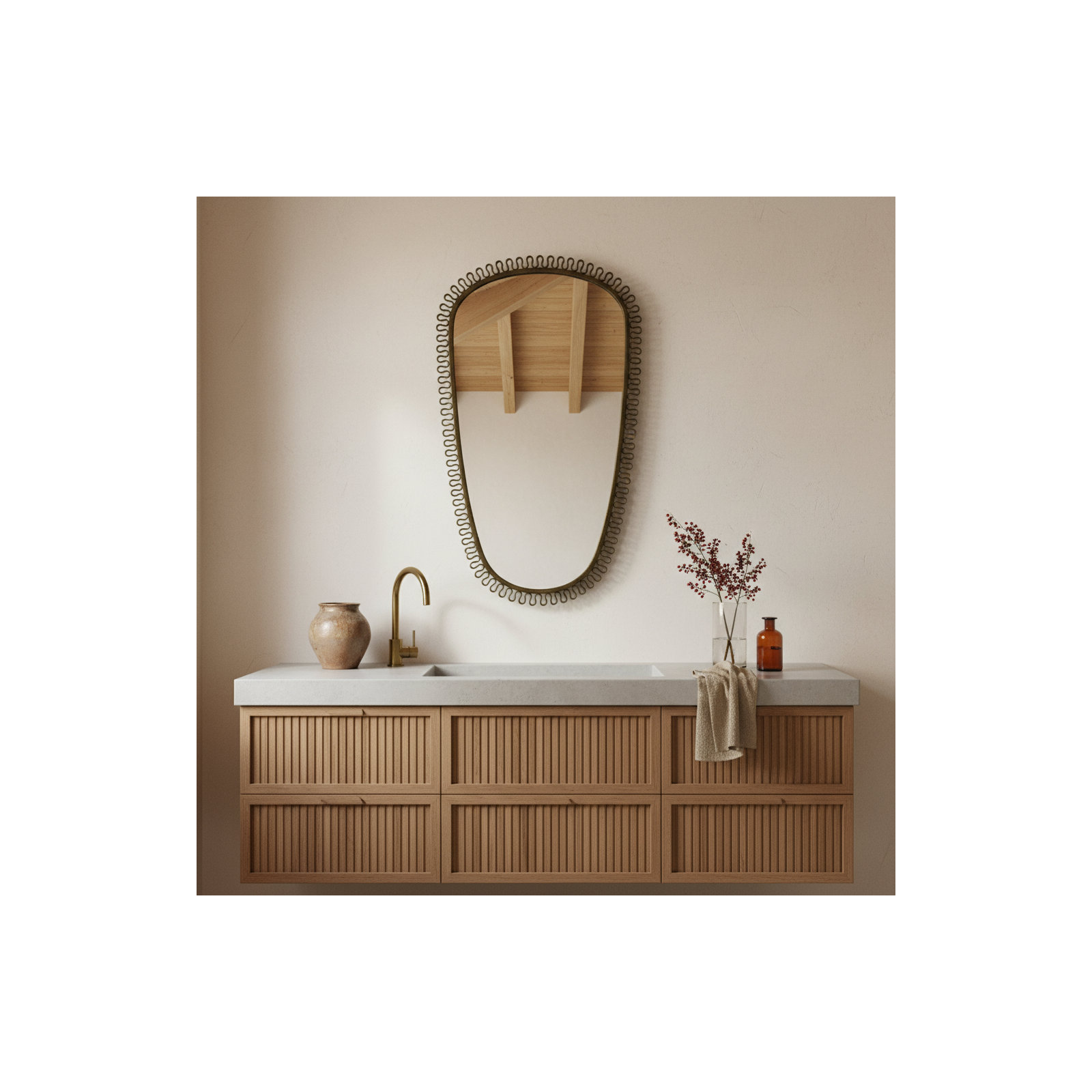 Squiggle Oval Mirror Bronze