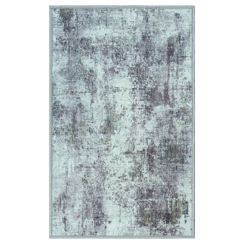 GLN Contemporary Collection - Modern Machine Washable Area Rug, Non Slip, Abstract, Living Room, Bedroom, Bathroom (Gray)