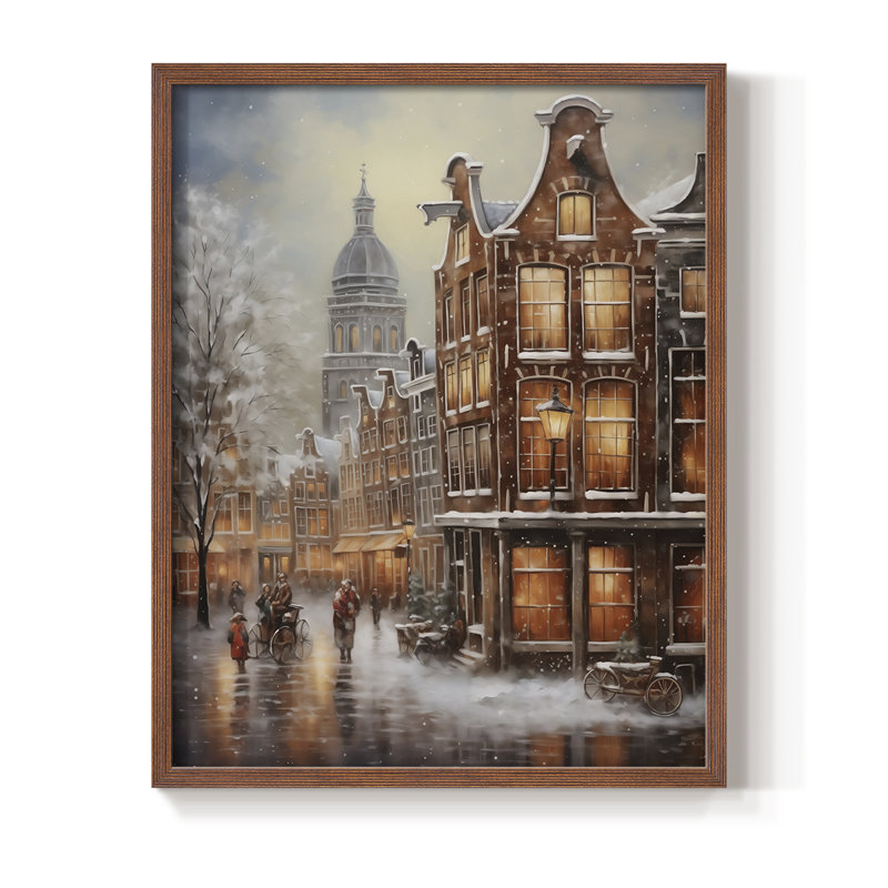 «Christmas Holiday Art DLXVIII», reproduction d'art encadrée - bois massif, H 15 po x l 12 po, Noyer