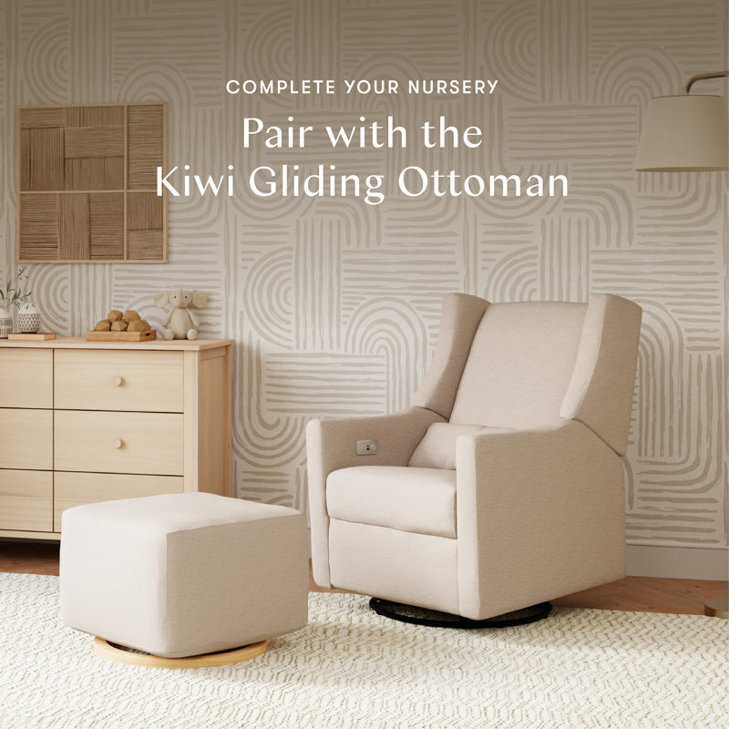 Kiwi Electronic Swivel Reclining Glider, Sand Livesmart Basketweave